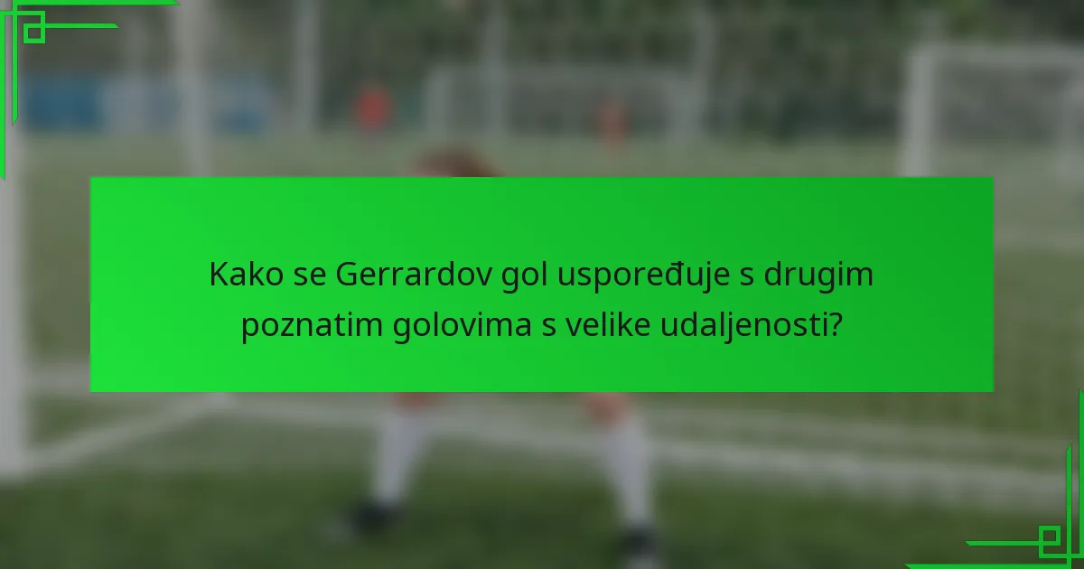 Kako se Gerrardov gol uspoređuje s drugim poznatim golovima s velike udaljenosti?